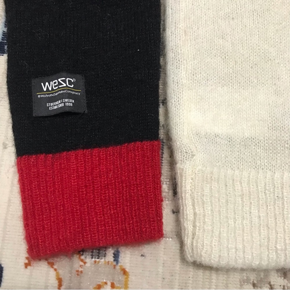 🐲💙WESC color blocked wool-mohair blend Unisex Knitted sweater - Picture 5 of 10